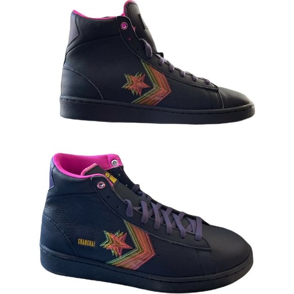 Unisex M9.5 W11 Converse Heart Of The City Pro Leather Hi Obsidian Hyper Magenta - Picture 2 of 12